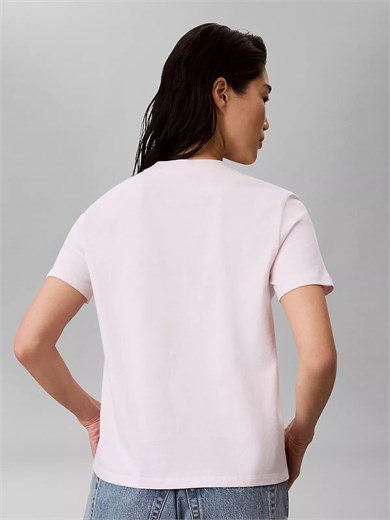 Calvin Klein Kadın Normal Kalıp CK Logo Baskılı Yuvarlak Yakalı Kısa Kollu Pembe T-Shirt LV047H800G-3FS