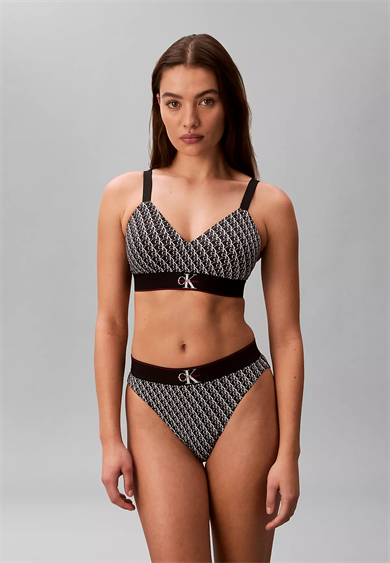 Calvin Klein Kadın Pamuklu Elastik Logo Desenli Bel Bantlı Siyah Büstiyer LV00QF8877-2Y1