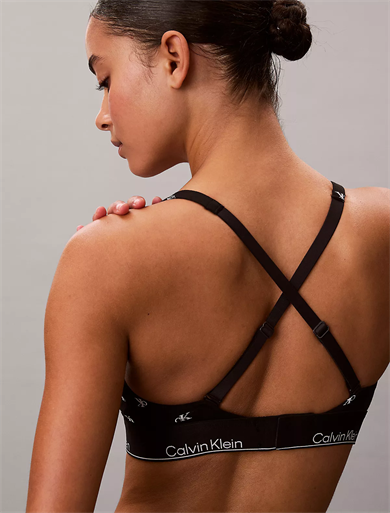 Calvin Klein Kadın Pamuklu Logo Etiketli Elastik Bel Bantlı Siyah Sütyen LV00QF8503-PCS
