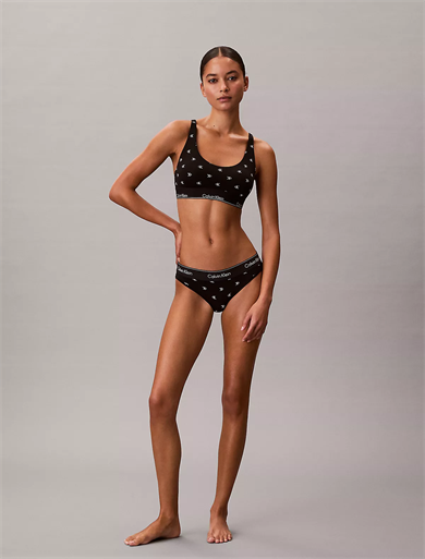 Calvin Klein Kadın Pamuklu Logo Etiketli Elastik Bel Bantlı Siyah Sütyen LV00QF8503-PCS