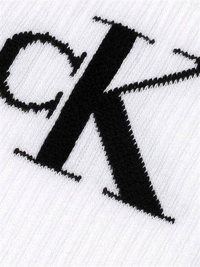 Calvin Klein Kadın Pamuklu CK Logo Detaylı Uzun İkili Paket Beyaz Çorap C701228811-002