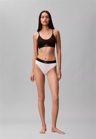Calvin Klein Kadın Pamuklu Dolgusuz Logo Etiketli Elastik Bel Bantlı Siyah Büstiyer LV00QF8814-UB1