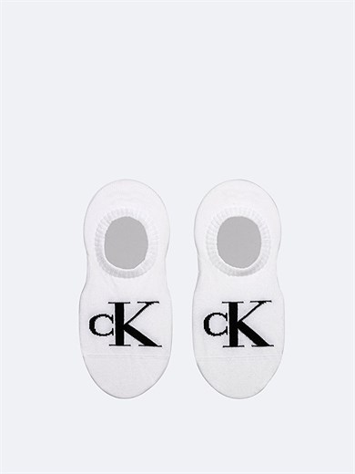 Calvin Klein Kadın Pamuklu Yumuşak Kumaş CK Logo İşlemeli İkili Paket Beyaz Çorap C701228817-002