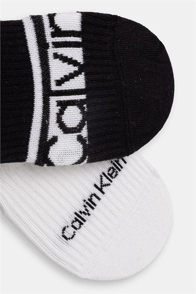 Calvin Klein Kadın Pamuklu Renk Geçişli Logo Detaylı İkili Paket Siyah Çorap C701238130-004