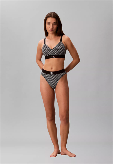 Calvin Klein Kadın Pamuklu Elastik Logo Desenli Bel Bantlı Siyah Büstiyer LV00QF8877-2Y1