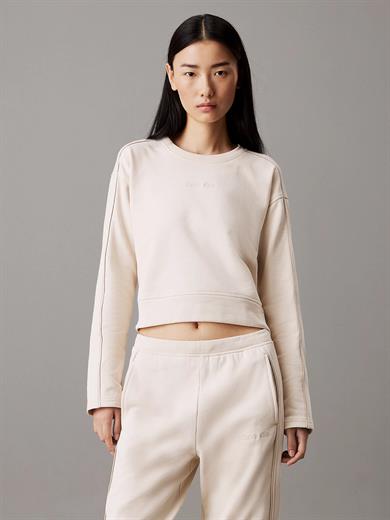 Calvin Klein Kadın Pamuklu Bisiklet Yaka Regular Fit Uzun Kollu Bej Sweatshirt 000QS7264E-JB1