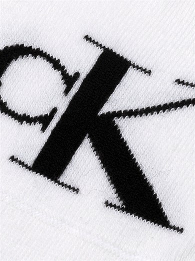 Calvin Klein Kadın Pamuklu Yumuşak Kumaş CK Logo İşlemeli İkili Paket Beyaz Çorap C701228817-002