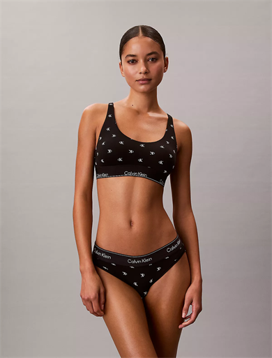 Calvin Klein Kadın Pamuklu Logo Etiketli Elastik Bel Bantlı Siyah Sütyen LV00QF8503-PCS
