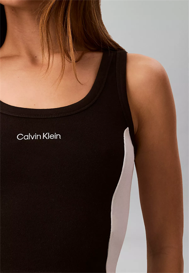 Calvin Klein Kadın Pamuklu Logo Detaylı Dar Kesim Siyah Mayo LV00Q61152-UB1