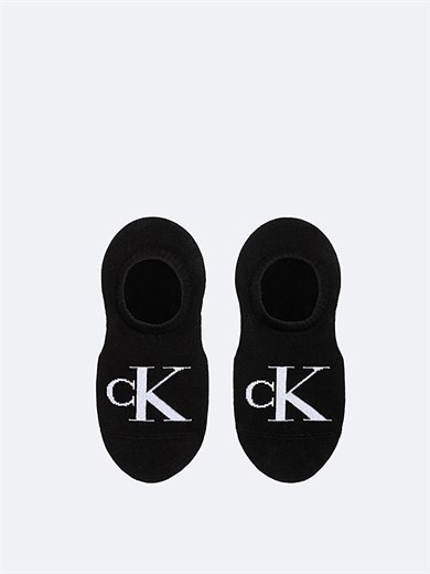 Calvin Klein Kadın Pamuklu Yumuşak Kumaş CK Logo İşlemeli İkili Paket Siyah Çorap C701228817-001