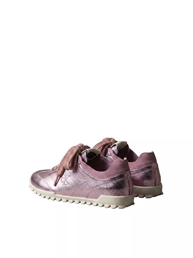Calvin Klein Kadın Parlak Folyo Kaplama Deri Monogram Logolu Yedek Bağcıklı Pembe Sneaker HW0HW03305-02J