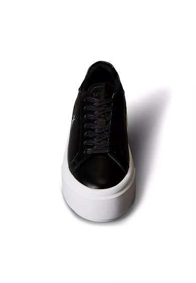 Calvin Klein Kadın Platform Taban CK Logolu Deri Siyah Sneaker YW0YW01928-BEH