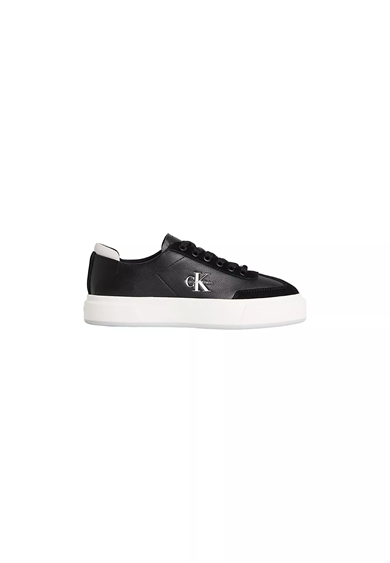Calvin Klein Kadın Platform Tabanlı Süet Detaylı CK Logo Desenli Siyah Sneaker HW0HW02984-01R