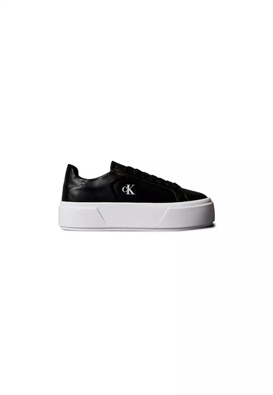 Calvin Klein Kadın Platform Taban CK Logolu Deri Siyah Sneaker YW0YW01928-BEH