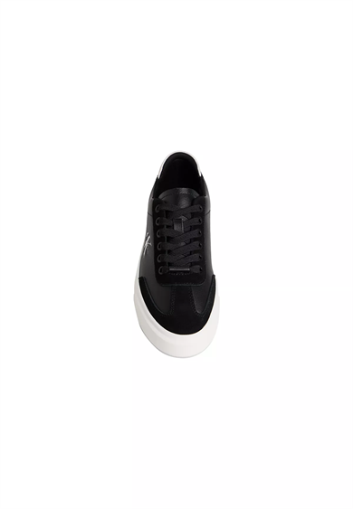 Calvin Klein Kadın Platform Tabanlı Süet Detaylı CK Logo Desenli Siyah Sneaker HW0HW02984-01R