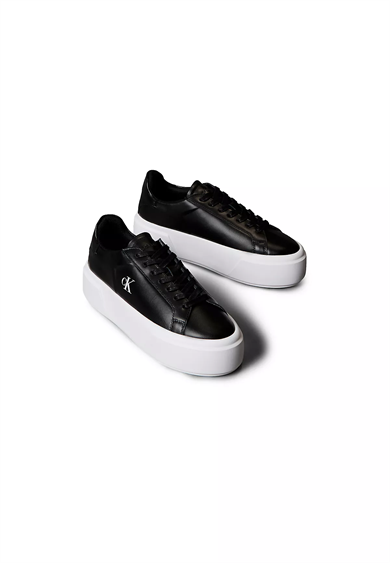 Calvin Klein Kadın Platform Taban CK Logolu Deri Siyah Sneaker YW0YW01928-BEH