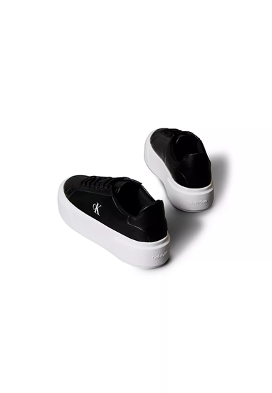 Calvin Klein Kadın Platform Taban CK Logolu Deri Siyah Sneaker YW0YW01928-BEH