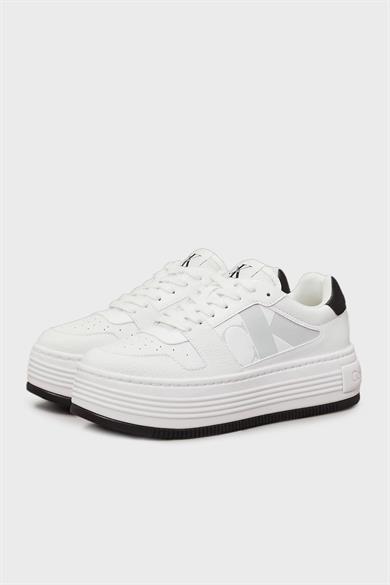 Calvin Klein Kadın Platform Taban Nefes Alabilir Deri Beyaz Sneaker YW0YW01641-01W