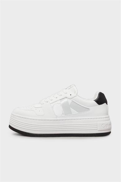 Calvin Klein Kadın Platform Taban Nefes Alabilir Deri Beyaz Sneaker YW0YW01641-01W