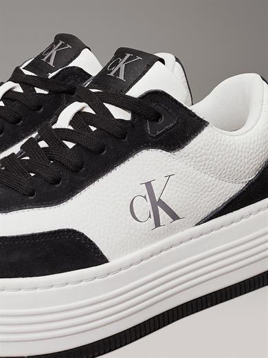 Calvin Klein Kadın Platform Taban Süet Detaylı Deri Beyaz Sneaker YW0YW01797-01W