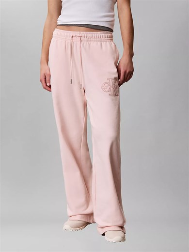 Calvin Klein Kadın Rahat Kesim CK Logo İşlemeli Geniş Paça Pembe Eşofman Altı LV047G822G-VG3