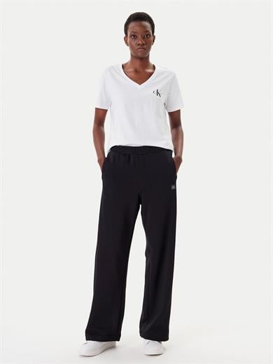 Calvin Klein Kadın Rahat Kalıp Beli Lastikli Pamuklu Geniş Paça Siyah Eşofman Altı LV047C249G-UB1