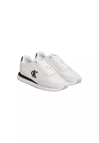 Calvin Klein Kadın Rahat Taban Bağcıklı Deri Düz Taban Beyaz Sneaker YW0YW01990-01W