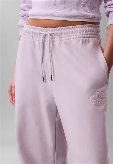 Calvin Klein Kadın Rahat Kalıp Beli Lastikli CK Logo Detaylı Havlu Kumaş Geniş Paça Lila Eşofman Altı LV047F206G-3OQ
