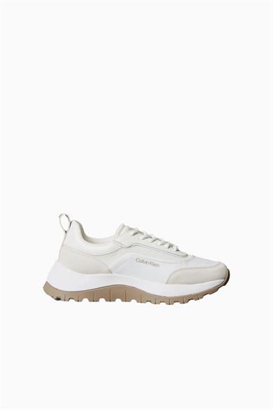 Calvin Klein Calvin Klein Kadın Rahat Yüksek Taban Süet Detaylı Beyaz Sneaker HW0HW02487-YAL