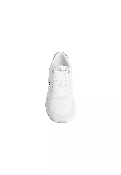 Calvin Klein Kadın Rahat Taban Bağcıklı Deri Düz Taban Beyaz Sneaker YW0YW01990-01W