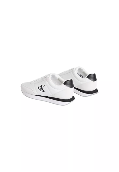 Calvin Klein Kadın Rahat Taban Bağcıklı Deri Düz Taban Beyaz Sneaker YW0YW01990-01W