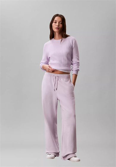 Calvin Klein Kadın Rahat Kalıp Beli Lastikli CK Logo Detaylı Havlu Kumaş Geniş Paça Lila Eşofman Altı LV047F206G-3OQ