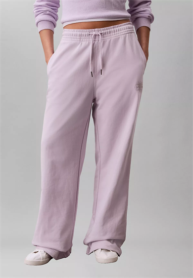 Calvin Klein Kadın Rahat Kalıp Beli Lastikli CK Logo Detaylı Havlu Kumaş Geniş Paça Lila Eşofman Altı LV047F206G-3OQ