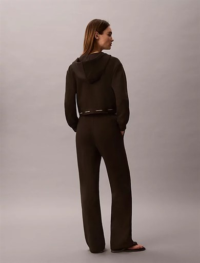 Calvin Klein Kadın Rahat Kesim Lastikli Yüksek Belli Geniş Paçalı Pamuklu Pileli Koyu Kahve Eşofman Altı LV047G253G-TO2