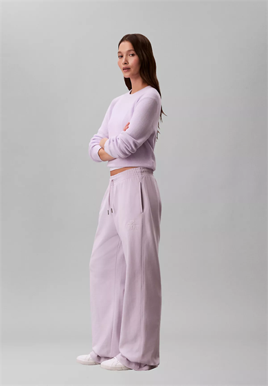 Calvin Klein Kadın Rahat Kalıp Beli Lastikli CK Logo Detaylı Havlu Kumaş Geniş Paça Lila Eşofman Altı LV047F206G-3OQ