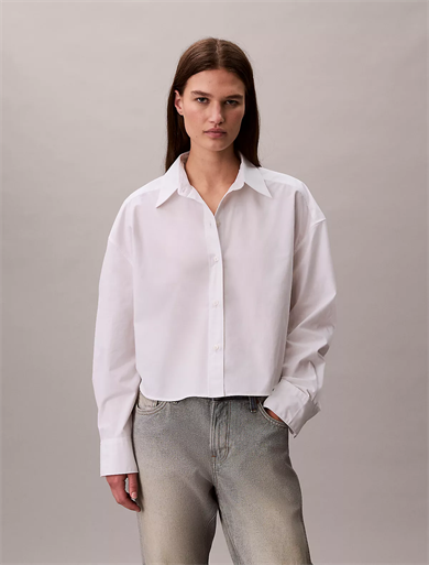 Calvin Klein Kadın Regular Fit Gömlek Yaka Uzun Kollu Beyaz Gömlek LV044E170G-YAA