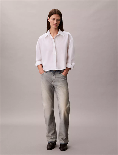 Calvin Klein Kadın Regular Fit Gömlek Yaka Uzun Kollu Beyaz Gömlek LV044E170G-YAA