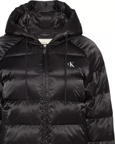 Calvin Klein Kadın Regular Fit Kapüşonlu Kapitone Desenli Kaz Tüyü Dolgulu Uzun Kollu Siyah Mont LV047E509G-UB1