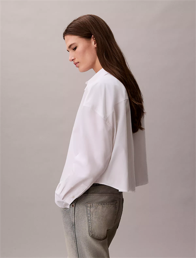 Calvin Klein Kadın Regular Fit Gömlek Yaka Uzun Kollu Beyaz Gömlek LV044E170G-YAA