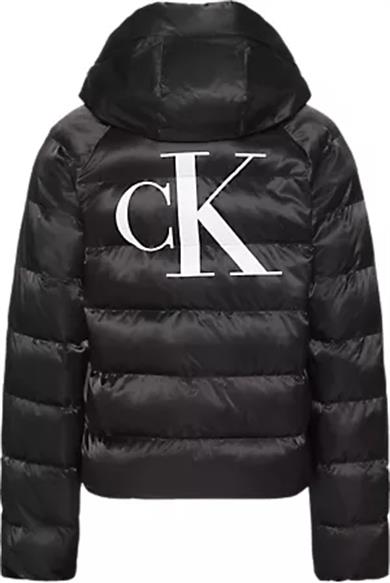 Calvin Klein Kadın Regular Fit Kapüşonlu Kapitone Desenli Kaz Tüyü Dolgulu Uzun Kollu Siyah Mont LV047E509G-UB1