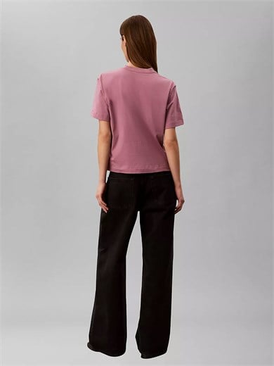 Calvin Klein Kadın Regular Fit Yuvarlak Yakalı Pamuklu Logo Nakışlı Kısa Kollu Pembe T-Shirt LV047H802G-VCB