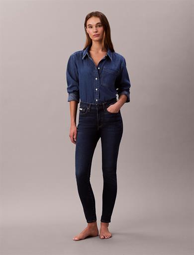 Calvin Klein Kadın Skinny Fit Yüksek Bel Dar Paça Pamuklu Esnek Denim Lacivert Pantolon LV047B772G-R7C