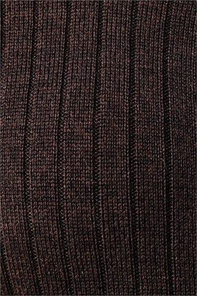Calvin Klein Kadın Slim Fit İtalyan Merino Yünü Fitilli Geniş Yaka Uzun Kollu Kahverengi Kazak LV044H311G-WFM