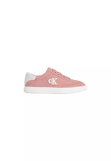 Calvin Klein Kadın Süet Deri Rahat ve Düz Taban CK Logolu Pembe Sneaker HW0HW03144-0J2
