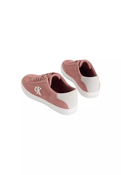 Calvin Klein Kadın Süet Deri Rahat ve Düz Taban CK Logolu Pembe Sneaker HW0HW03144-0J2