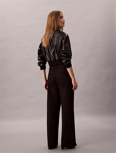 Calvin Klein Kadın Yüksek Bel Geniş Paça Rahat Kesim Siyah Pantolon LV044D664G-UB1