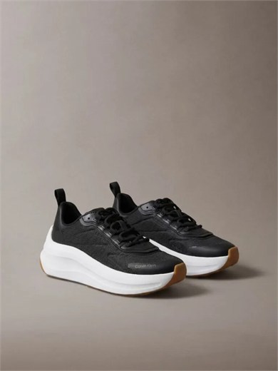 Calvin Klein Kadın Yüksek ve Rahat Topuklu Nefes Alabilen Üst Yüzeyli Siyah Sneaker HW0HW03111-BEH