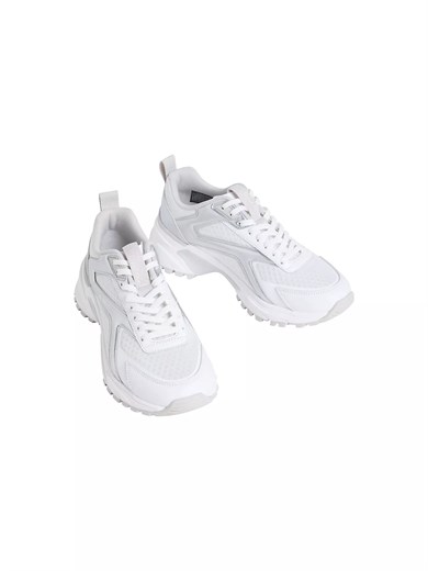Calvin Klein Kadın Yüksek ve Ortopedik Tabanlı File Detaylı Beyaz Sneaker HW0HW03140-05Y