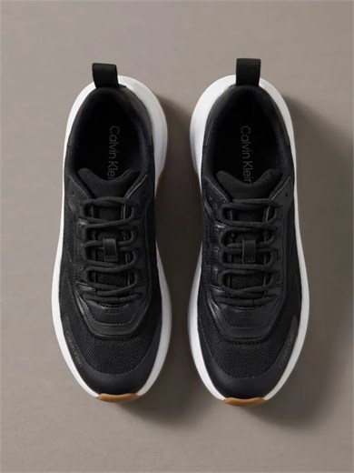 Calvin Klein Kadın Yüksek ve Rahat Topuklu Nefes Alabilen Üst Yüzeyli Siyah Sneaker HW0HW03111-BEH