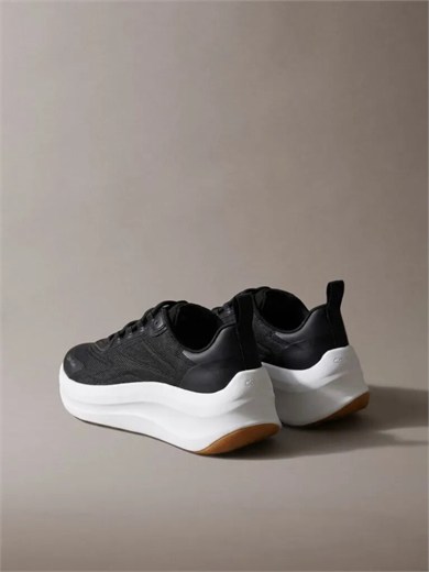 Calvin Klein Kadın Yüksek ve Rahat Topuklu Nefes Alabilen Üst Yüzeyli Siyah Sneaker HW0HW03111-BEH